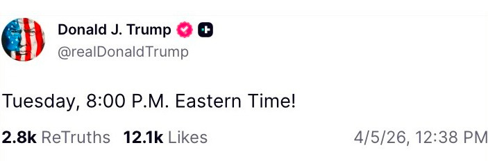 Tuesday, 8:00 P.M. Eastern Time!