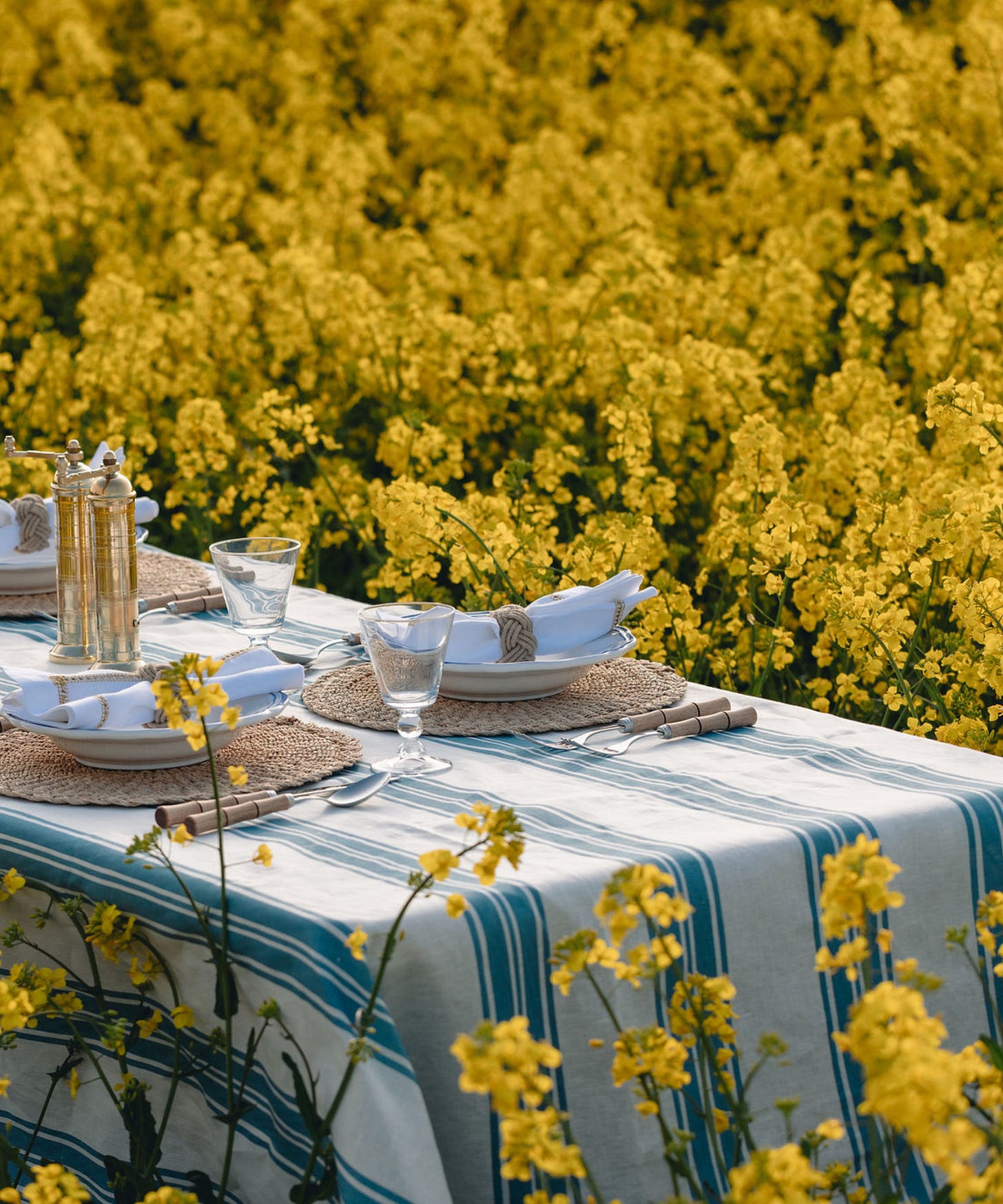 Colette Striped Table Linens, Harbour Blue, Al Fresco Dining Colette Striped Table Linens, Harbour Blue, Al Fresco Dining