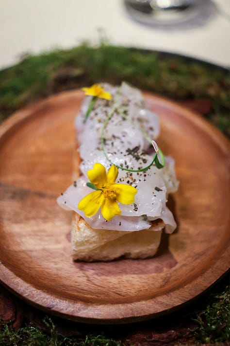 First to last: langoustine nigiri, Milanese nigiri and squid lardo
