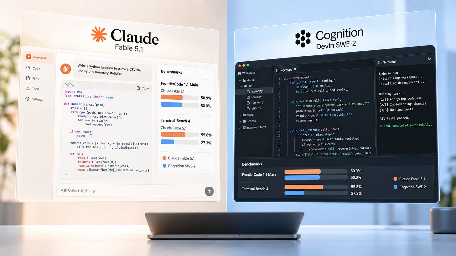 SWE-2 vs Fable 5.1: where the cheaper coding model wins SWE-2 vs Fable 5.1: where the cheaper coding model wins