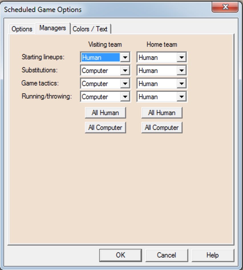 Diamond Mind Baseball Settings