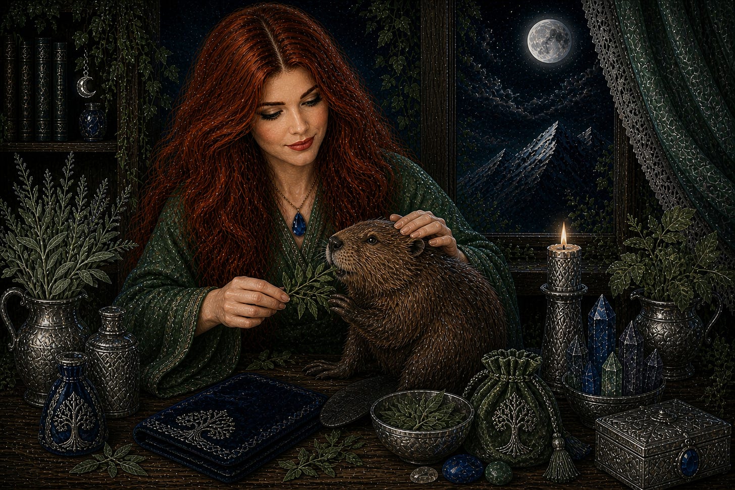 Angelika showing kindness to an animal