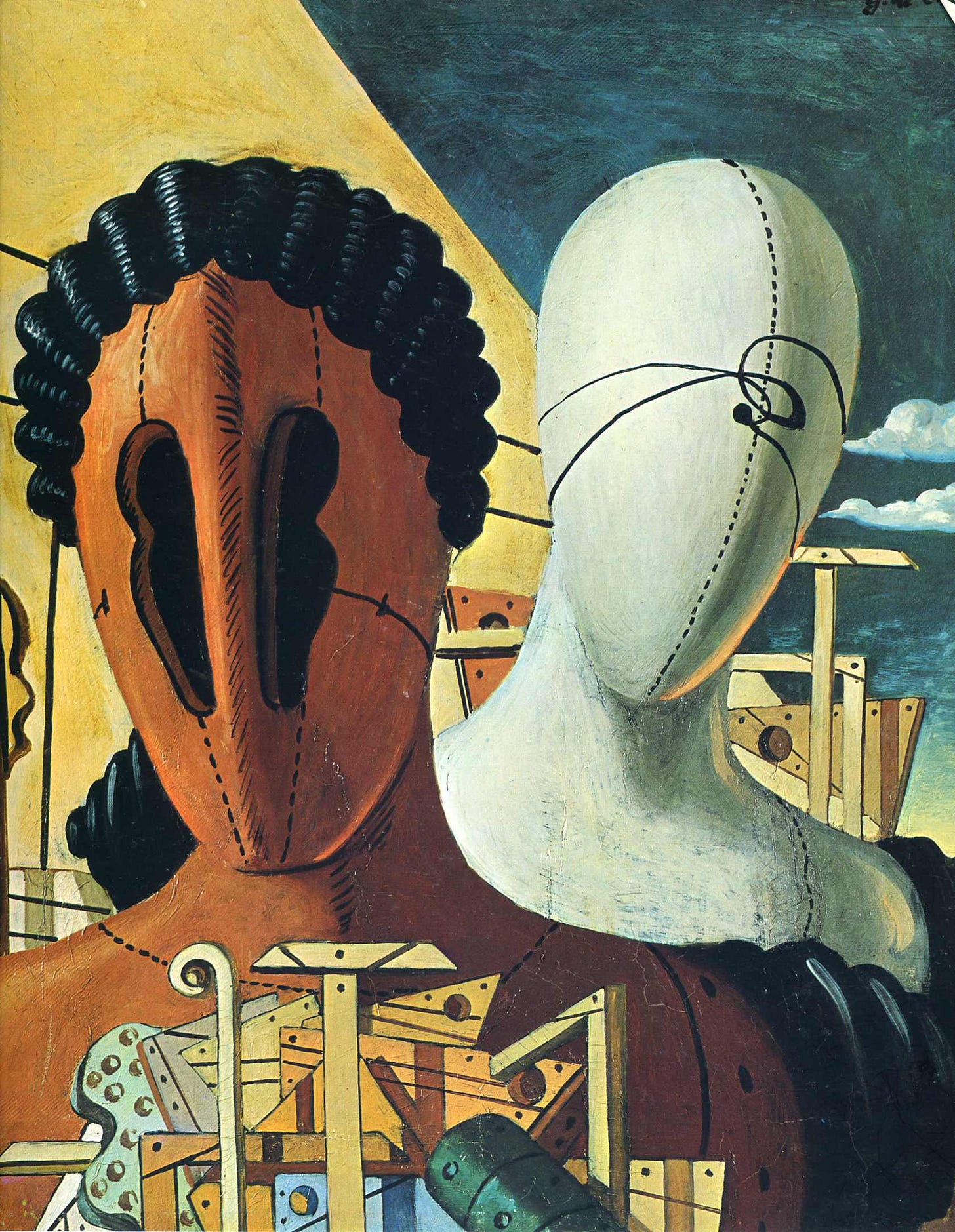 The Two Masks, zoomed in The Two Masks, zoomed in