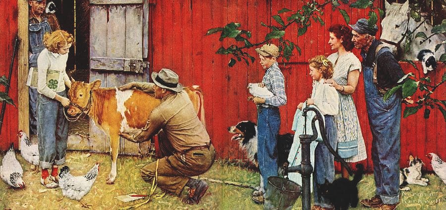 Norman Rockwell at the Farm Painting - Norman Rockwell Visits A County Agent by Norman Rockwell