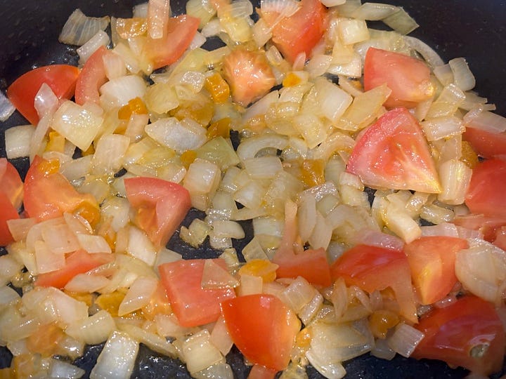 Stages of Cous Cous as a base for a salad