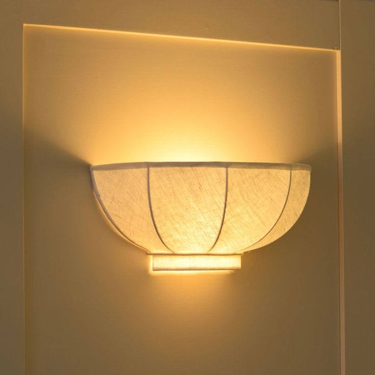 This may contain: a light that is on the side of a wall