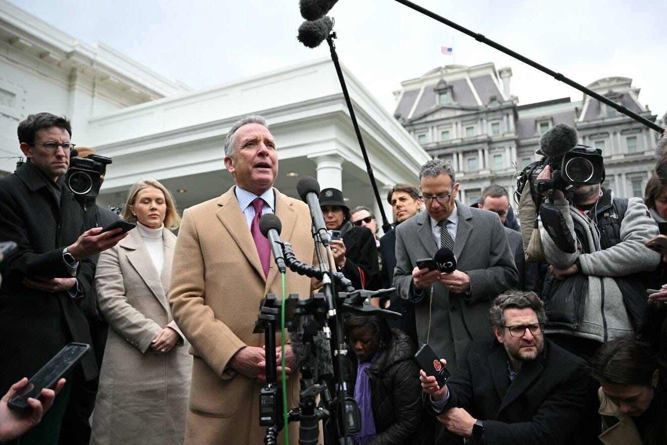 U.S. Middle East envoy Steve Witkoff speaks to reporters outside the West Wing of the White House, Washington, D.C., March 6, 2025. Photo by Mandel Ngan/AFP via Getty Images. U.S. Middle East envoy Steve Witkoff speaks to reporters outside the West Wing of the White House, Washington, D.C., March 6, 2025. Photo by Mandel Ngan/AFP via Getty Images.