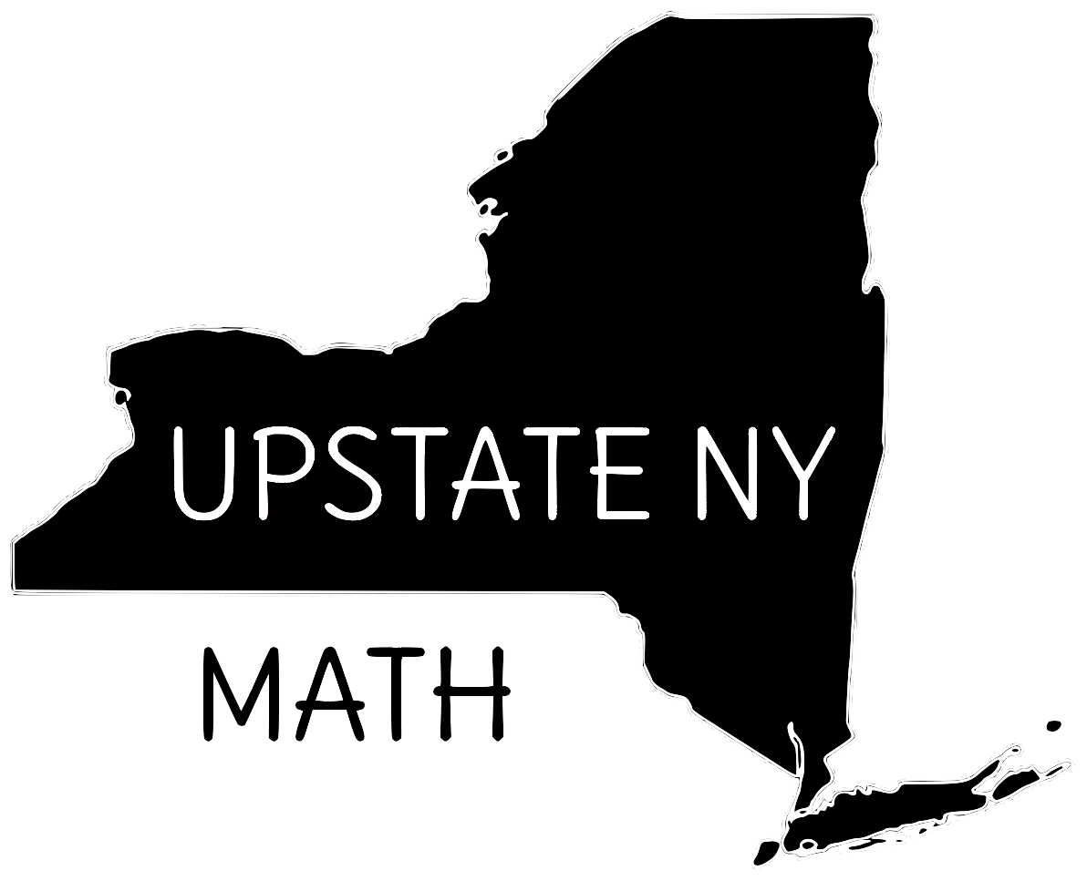 New York State profile with text Upstate NY Math