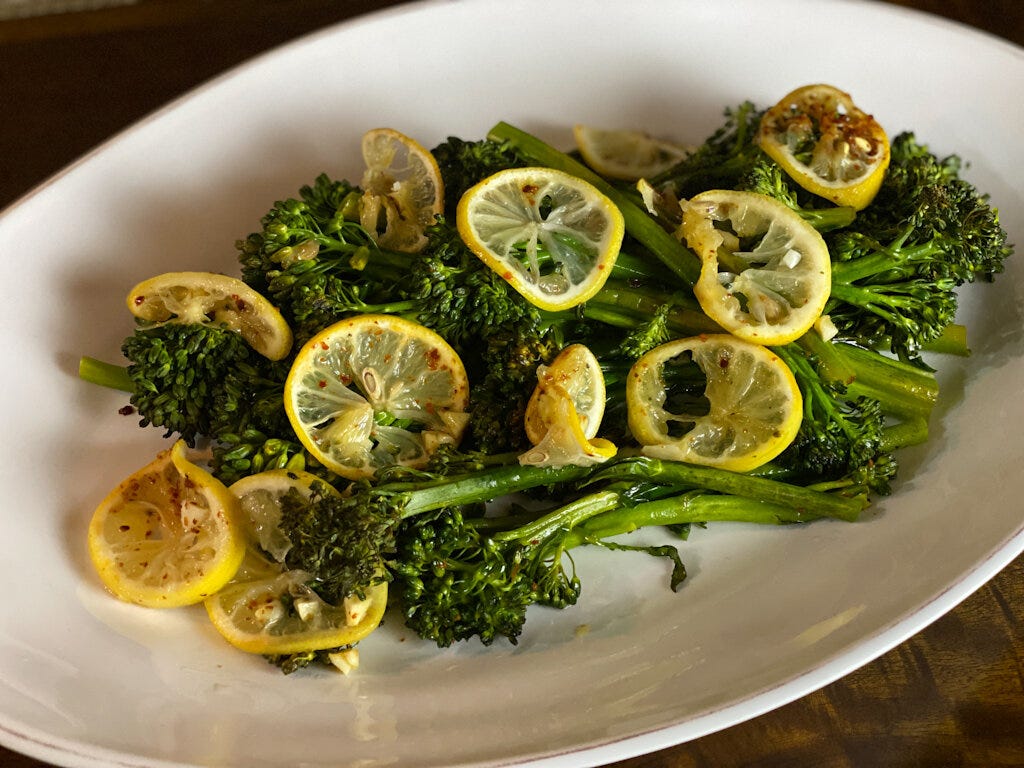 Roasted broccolini with lemon and garlic