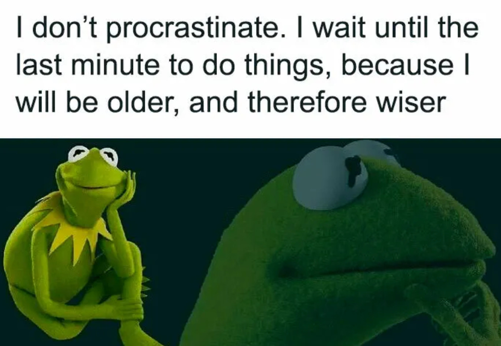 procrastination meme : BowTiedOdin