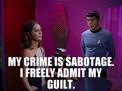YARN | My crime is sabotage. I freely admit my guilt. | Star Trek (1966) -  S03E02 The Enterprise Incident | Video gifs by quotes | 52366f54 | 紗