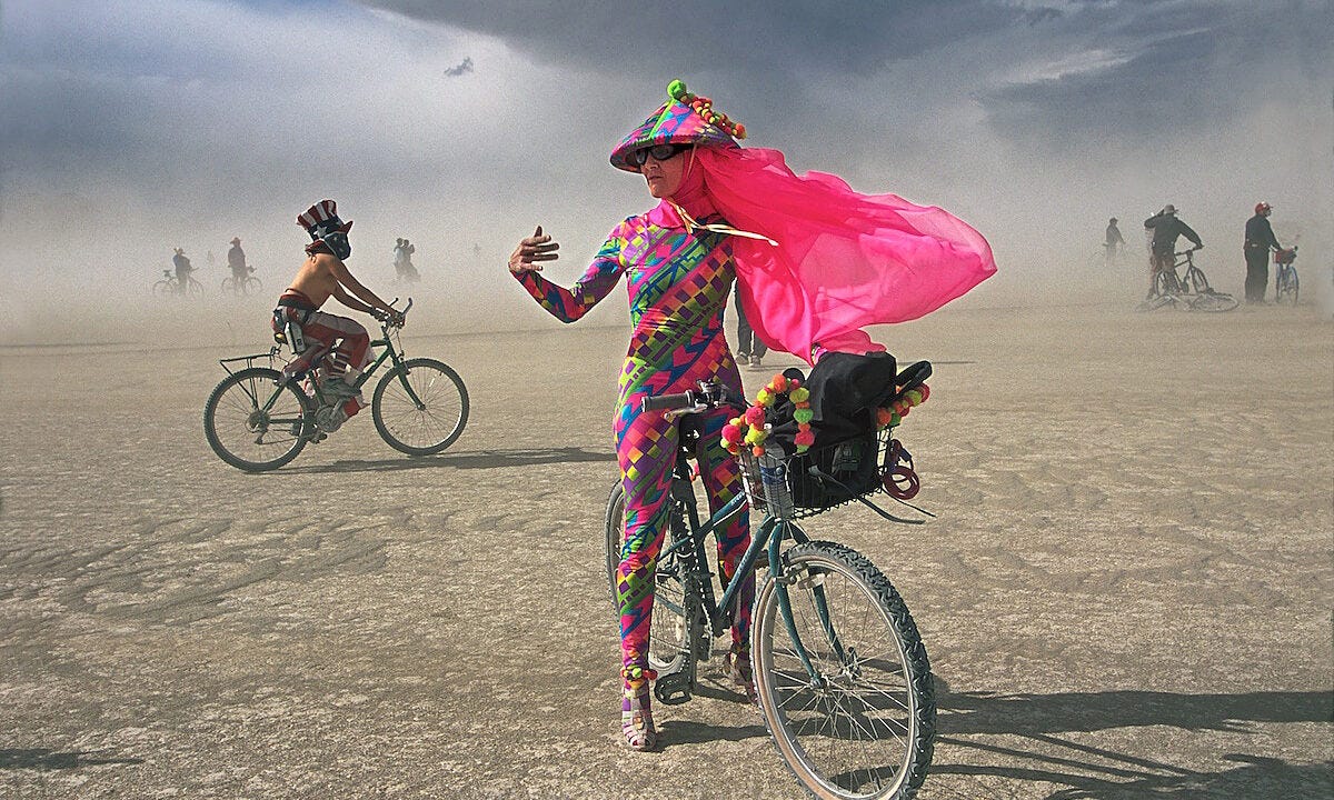 Costume designer Jeanne Lauren, Burning Man festival, Nevada, USA. Melissa Farlow
