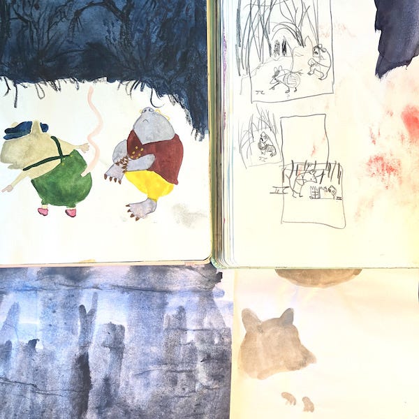 layout sketches of mole tripping over the doorscraper