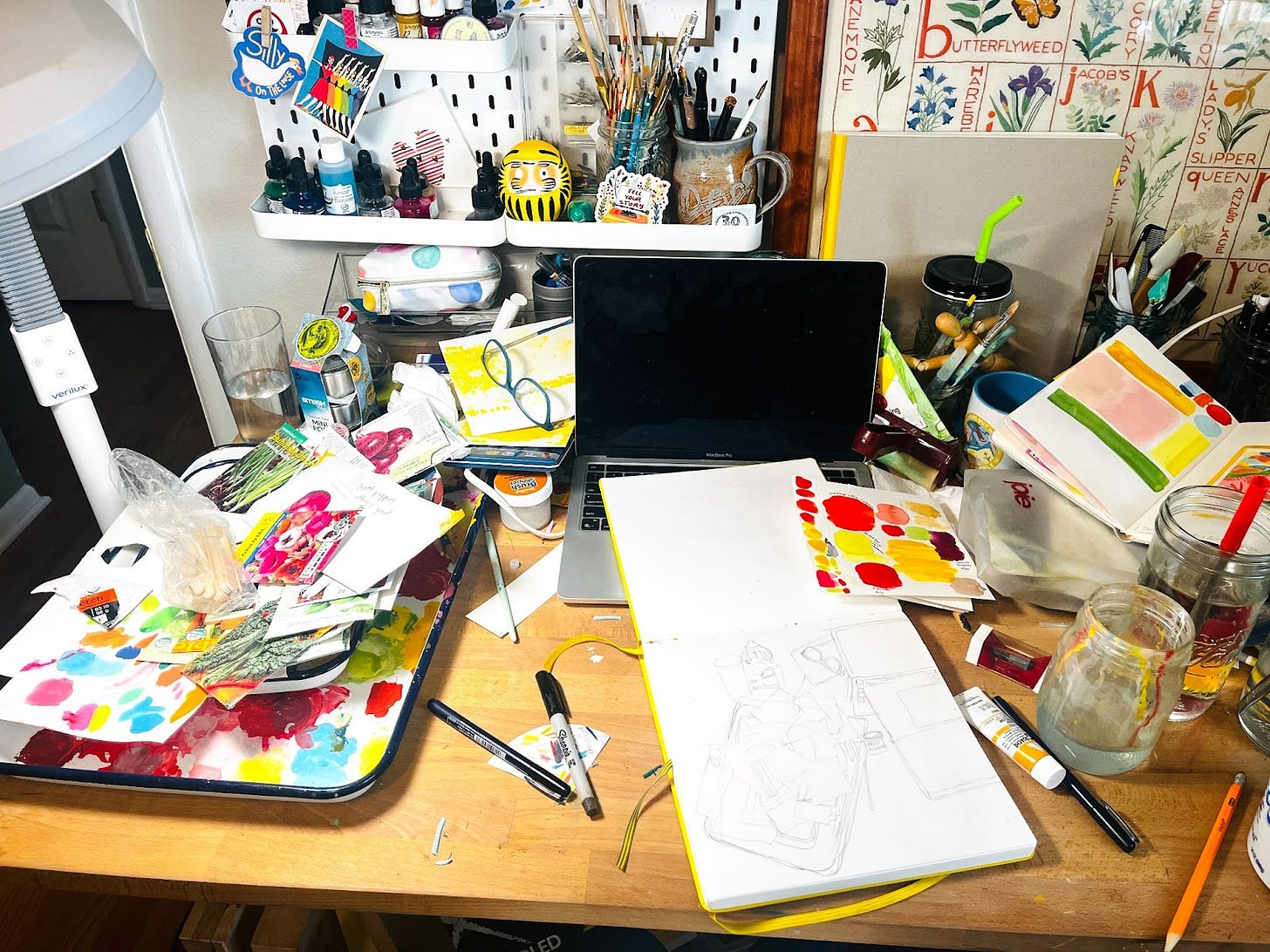 My messy art table