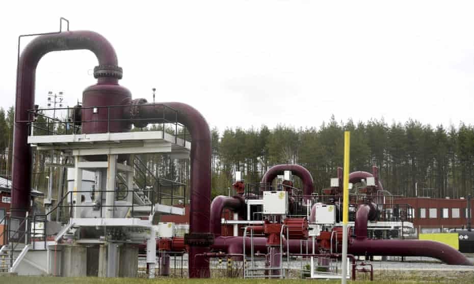 Pipes at the Gasum plant in Imatra, Finland