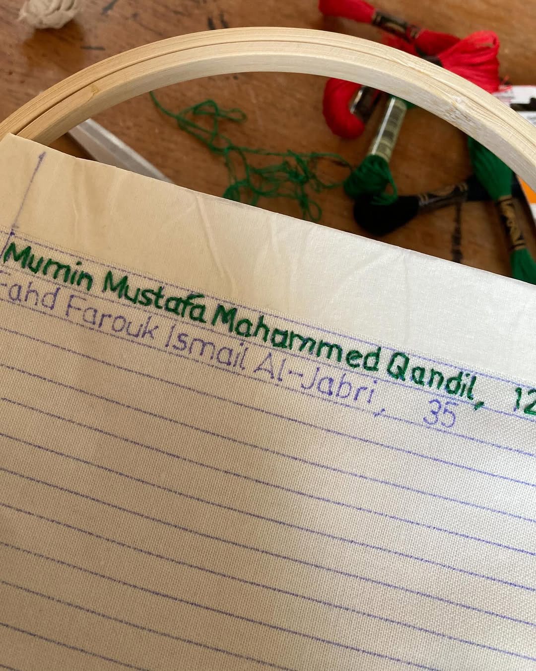 Mary Evers, Stitch Their Names Together. Commemorating Gaza, 2024-ongoing