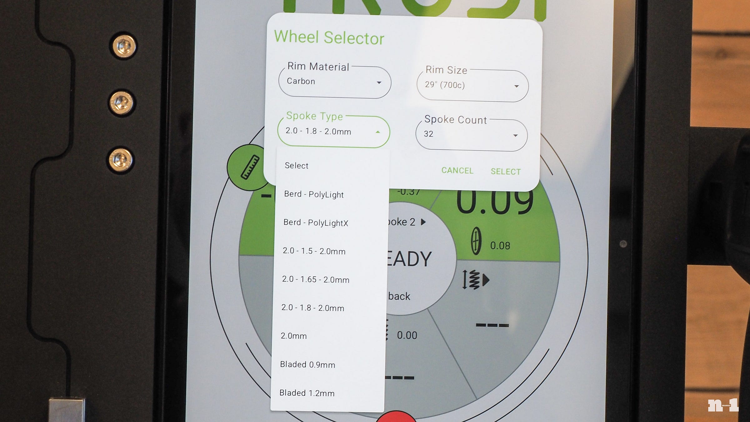 Berd Technology Trudi wheel build menus