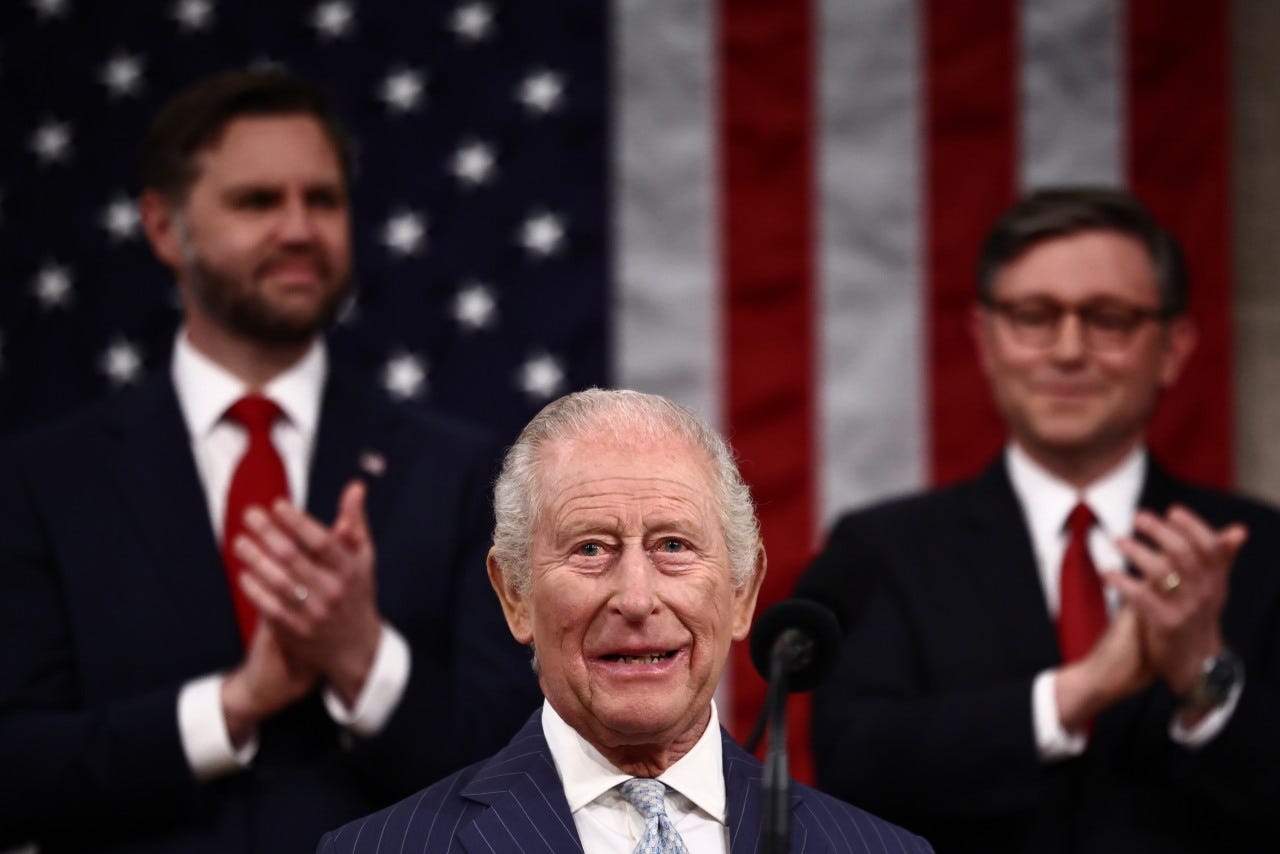 Britain’s King Charles III addresses a joint meeting of Congress in Washington on April 28.