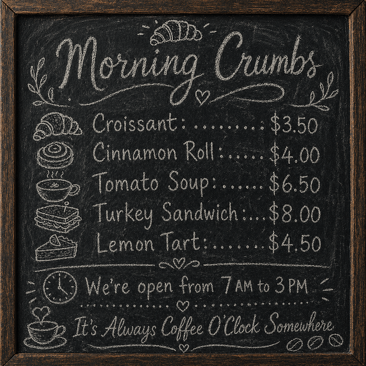 DALL-E 2 vs. GPT Image 2 photos of a bakery chalkboard menu