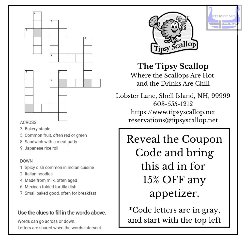 Example of an ad for a restaurant