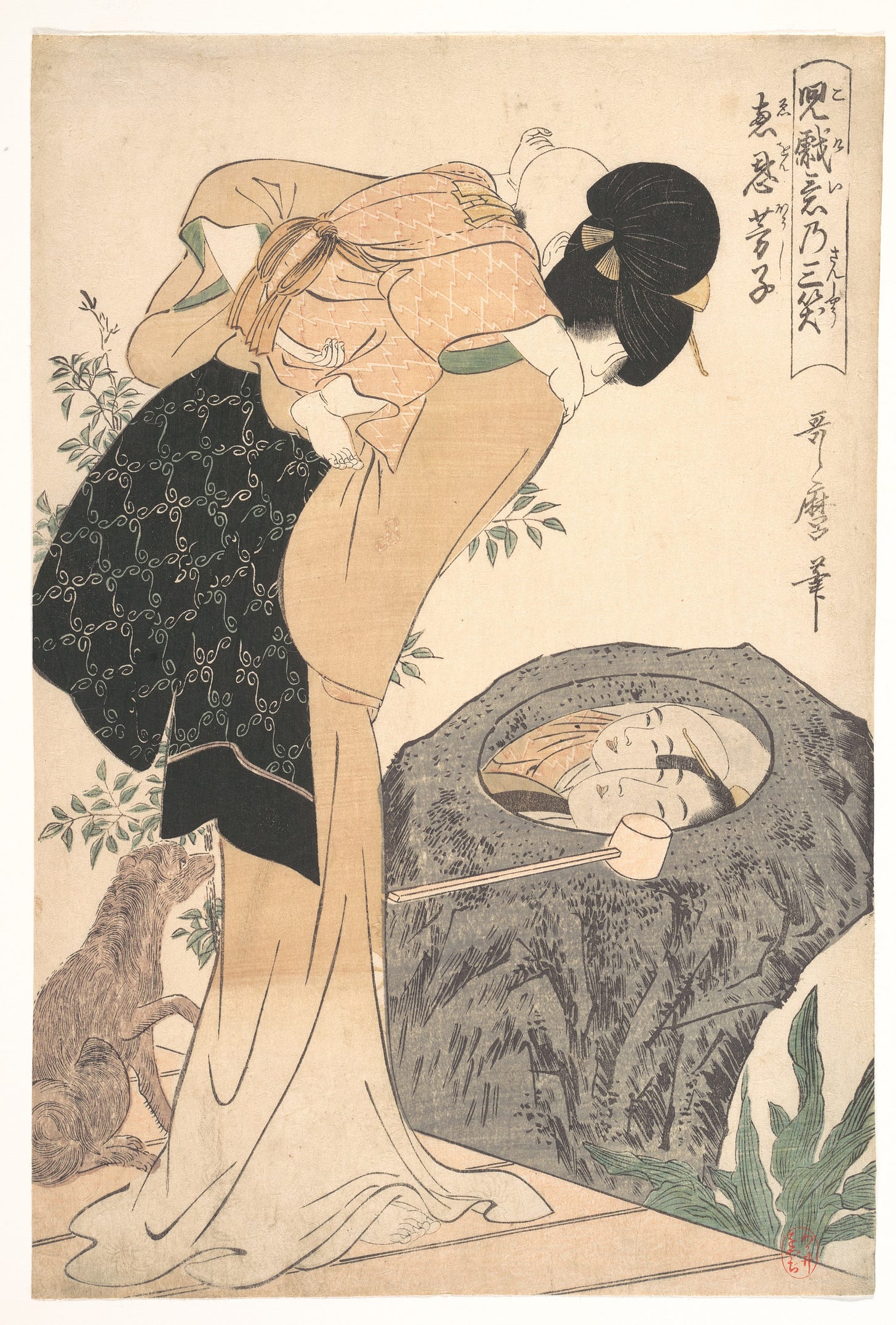 Mother and Child, Kitagawa Utamaro (Japanese, ca. 1754–1806), Woodblock print; ink and color on paper, Japan Mother and Child, Kitagawa Utamaro (Japanese, ca. 1754–1806), Woodblock print; ink and color on paper, Japan
