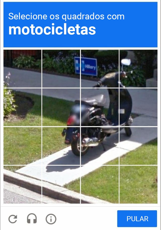 Imagem de um captcha com motocicleta.