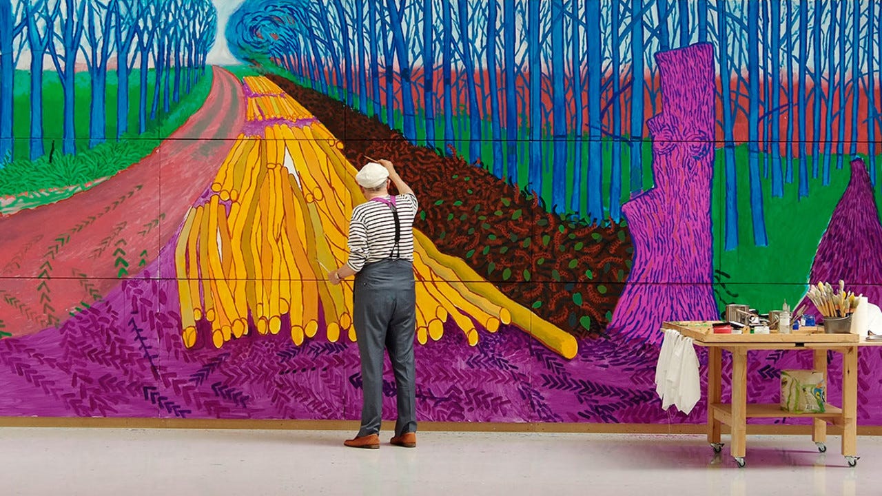 David Hockney painting 'Winter Timber' in Bridlington, July 2009