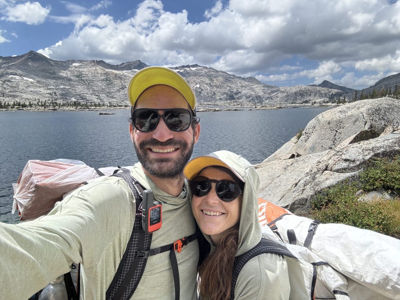 Renee and Tim wearing our favorite sun hoodies.