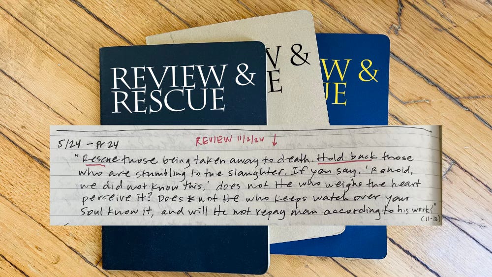 How I journal (and why I review it) and the call to rescue