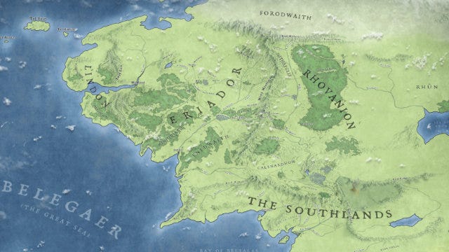 “Map of Middle Earth in the Second Age” (James Nalepa, 2022). “Map of Middle Earth in the Second Age” (James Nalepa, 2022).