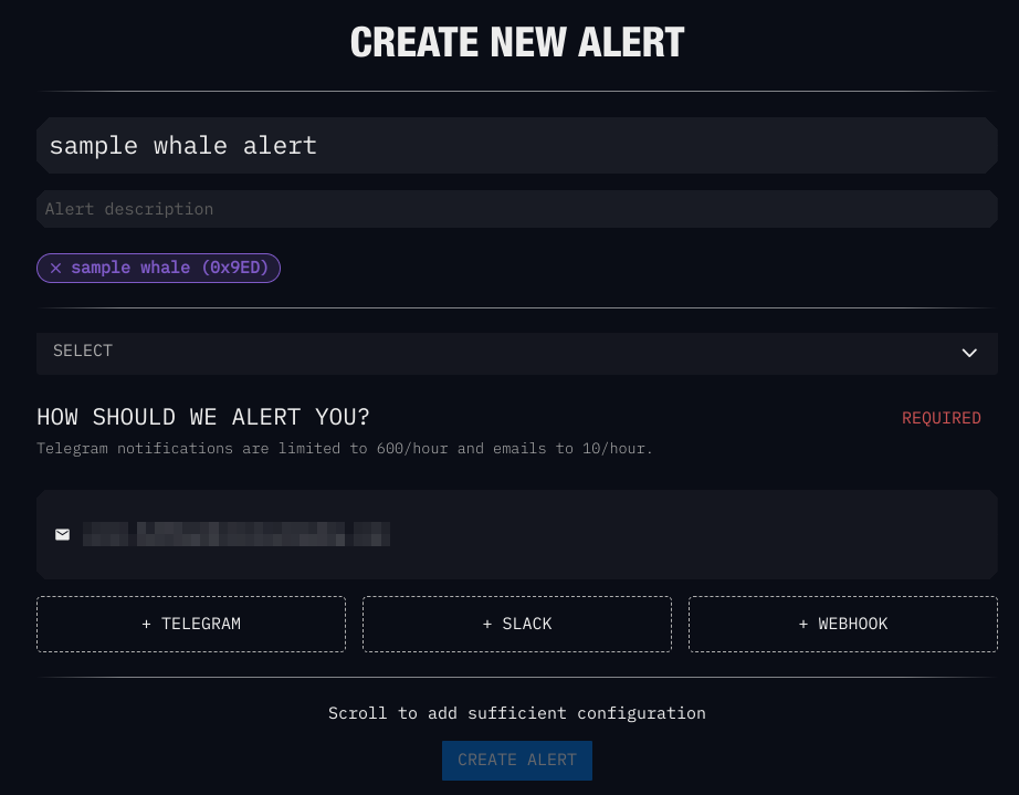 arkham create alert