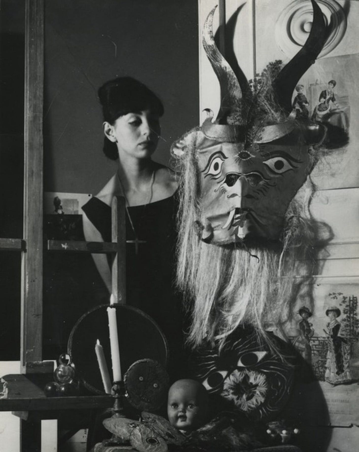 Kati Horna | Woman and mask, City of Mexico (1963) | Artsy