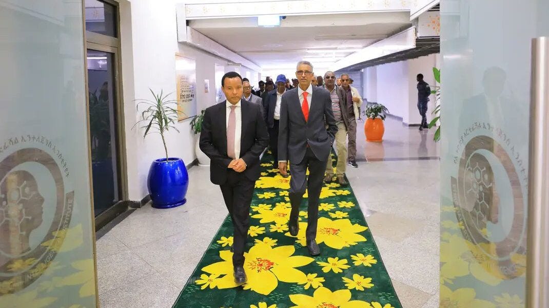 Worku Gachana, head of Ethiopian Artificial Intelligence Institute (Left), General Abraha Kassa, head of Eritrean National Security Agency (Right) Picture: Yemane G. Meskel/twitter Worku Gachana, head of Ethiopian Artificial Intelligence Institute (Left), General Abraha Kassa, head of Eritrean National Security Agency (Right) Picture: Yemane G. Meskel/twitter