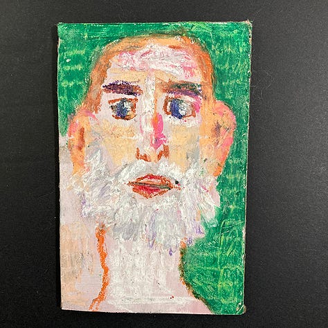 Oil pastel portraits of men
