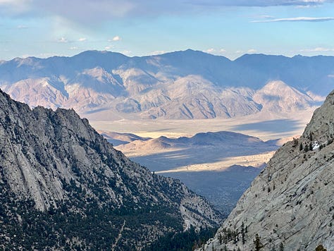Photos of the Alabama Hills, Whitney Portal, and Lone Pine Lake including Liz and dogs