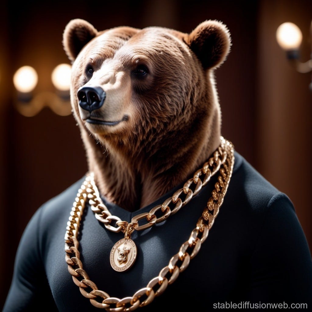Bear's Portrait with Chain Necklace | Stable Diffusion Online