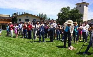 Guests assembled on the lawn Guests assembled on the lawn