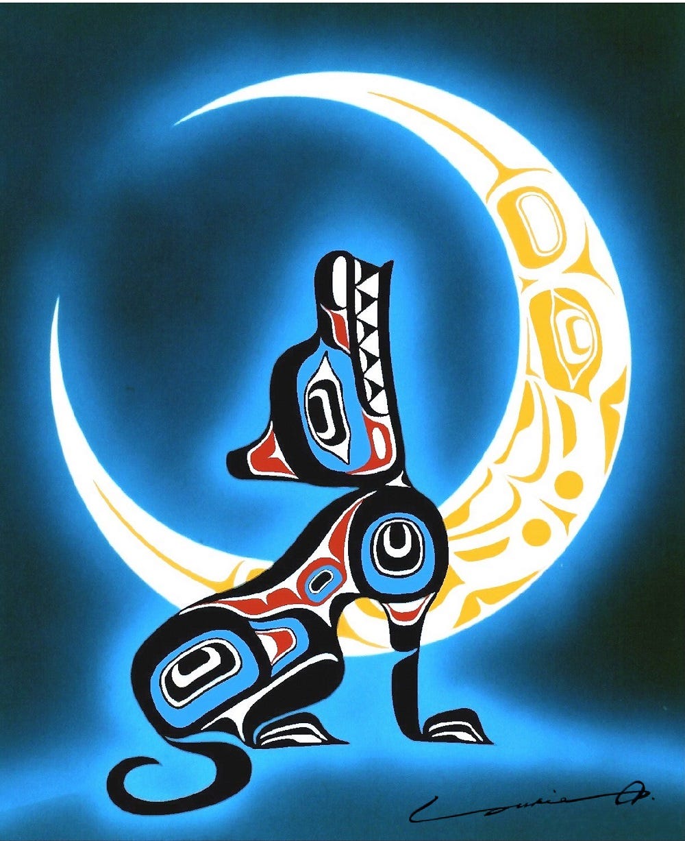 Moon Wolf By Yukie Adams - Northwest American Native Arts & Inuit Artwork  Gallery