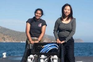 Will Berelson’s grad students test the project’s tech on Catalina Island. (Jason Goode/USC Wrigley Institute)