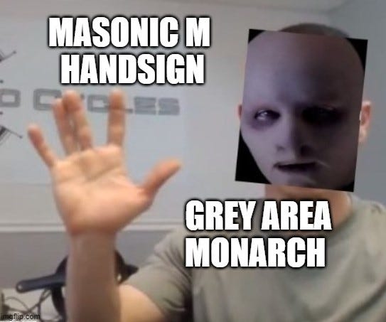 Grey Area Monarch's Luciferian Hand Signal - The Masonic M 