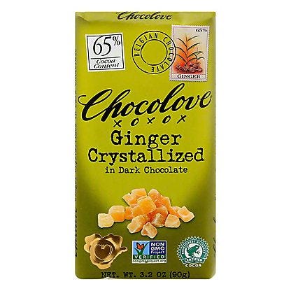 Chocolove Ginger Crystallized in Dark Chocolate,3.2 OZ