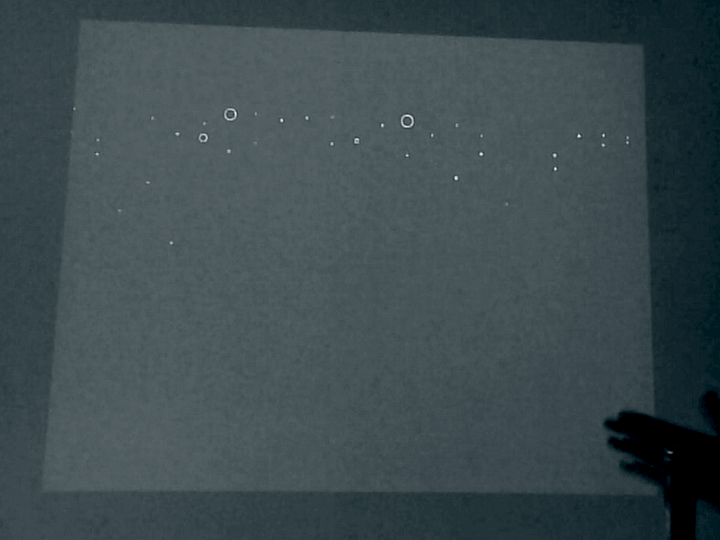 Animated GIFS documenting the projection and the interaction. Subject is moving and the projection responds as described. 