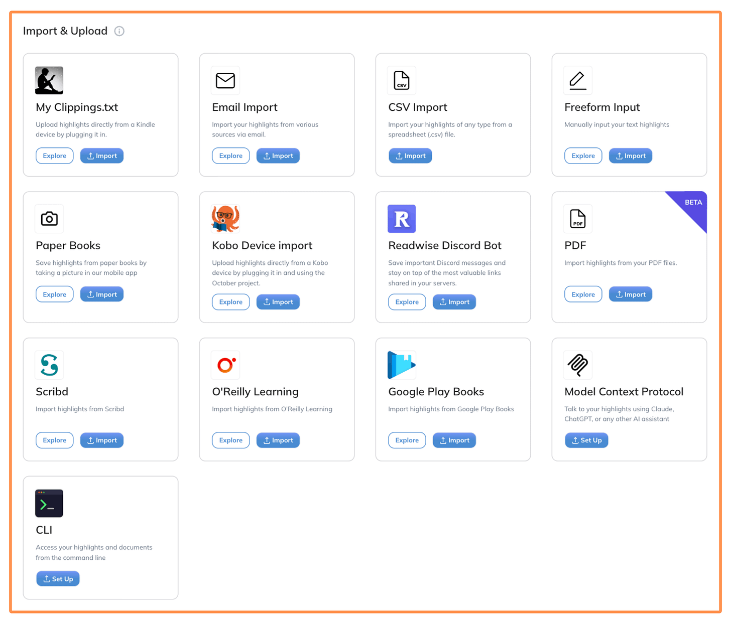 Other sources - to upload manually (desktop view)