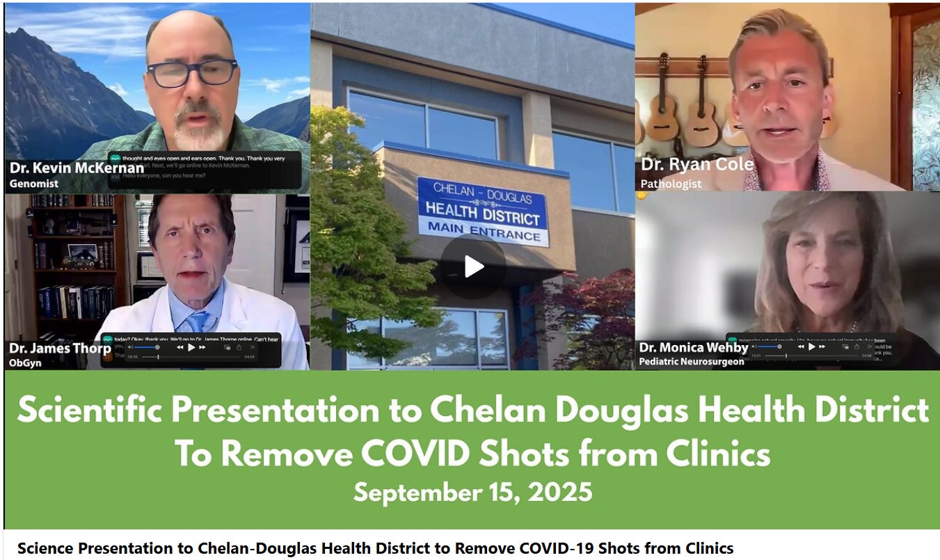 Science Presentation to Chelan-Douglas Washington Health District to Remove COVID-19 Shots from Clinics. Science Presentation to Chelan-Douglas Washington Health District to Remove COVID-19 Shots from Clinics.