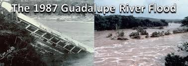 May be an image of text that says 'The 1987 Guadalupe River Flood BIT リ λα'