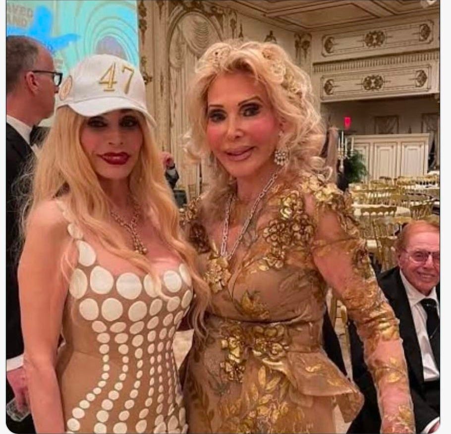 May be an image of one or more people, blonde hair and text that says 'MAYRA @LePapillonBlu2 23h The belles at Mar-a- Mar-a-Lago. -Lago. 47 28 e7 C757 57 830 ili 22 22K 」'