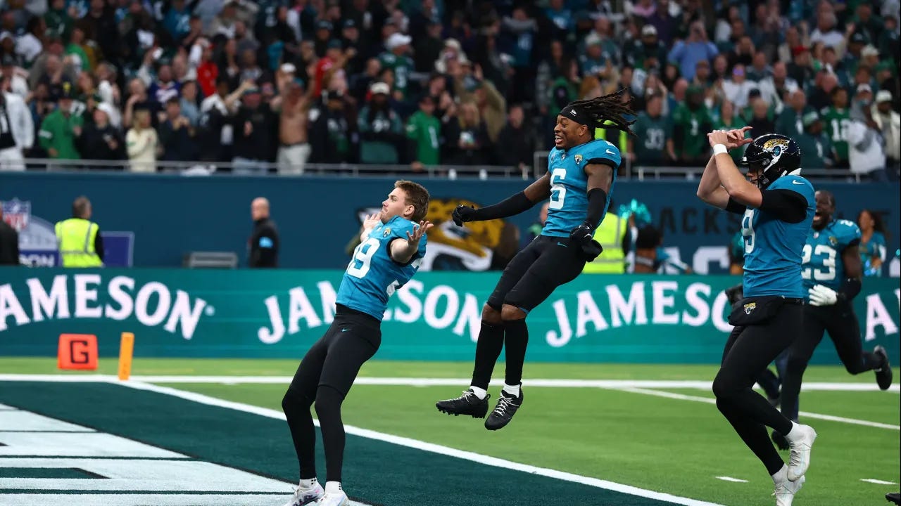Eagles vs. Jaguars final score, results: Jacksonville pulls off London stunner with last-second Cam Little kick image Eagles vs. Jaguars final score, results: Jacksonville pulls off London stunner with last-second Cam Little kick image