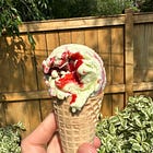 Tarragon Ice Cream with Strawberry Ripple