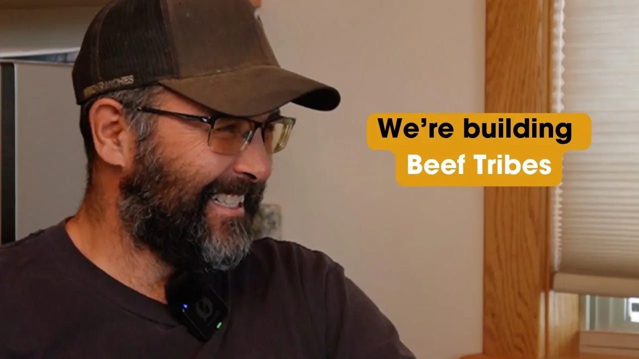 Jason Wrich smiling during an interview, wearing a Wrich Ranches hat, with on-screen text that reads “We’re building Beef Tribes.” Jason Wrich smiling during an interview, wearing a Wrich Ranches hat, with on-screen text that reads “We’re building Beef Tribes.”