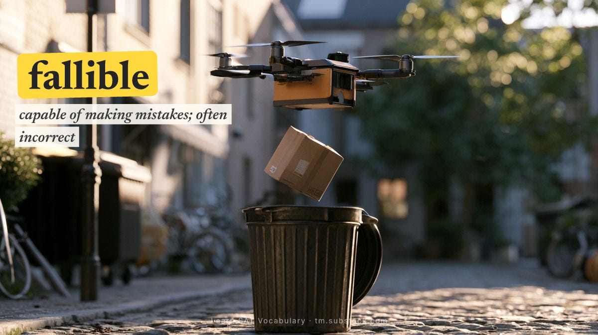 Illustration — “fallible” means capable of making mistakes; often incorrect. Illustration — “fallible” means capable of making mistakes; often incorrect.
